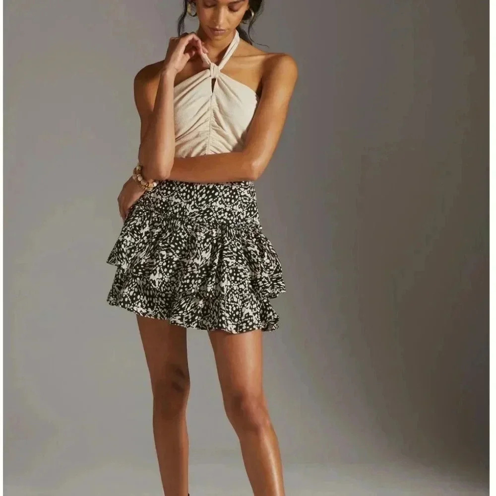 Maeve Black and White Mini Skirt